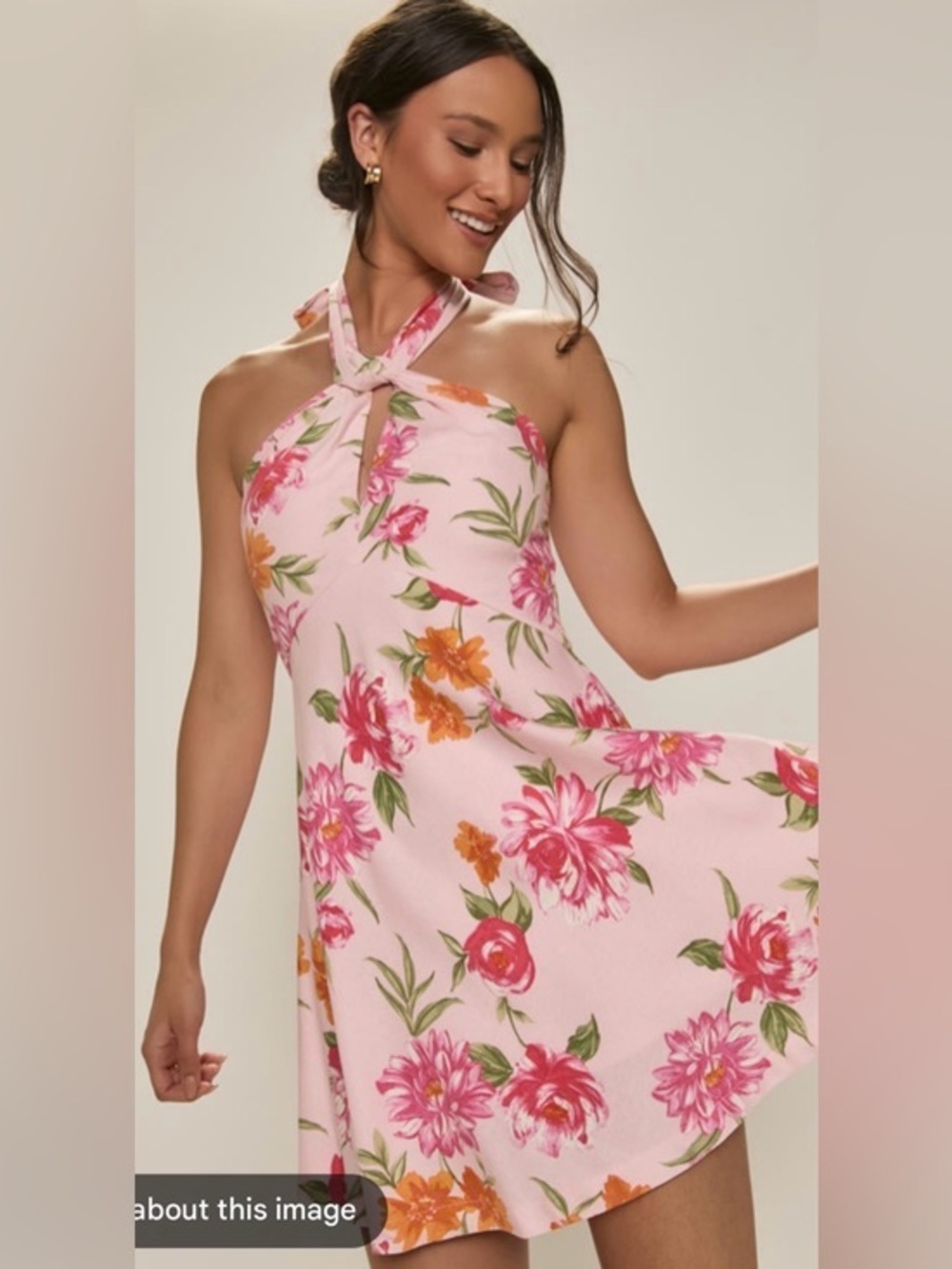 Francesca's Janet Halter Neck Floral Mini Dress, NWT Size Medium